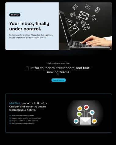 Screenshot of a modern one‑page Carrd template designed for MVPs, tech startups, and SaaS products.
