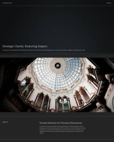 Preview of a clean, minimalist one‑page Carrd template designed for consulting agencies.