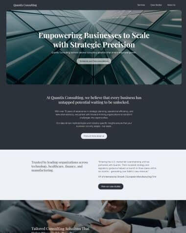 Preview of a polished multi‑section Carrd template for consulting and professional service firms.”